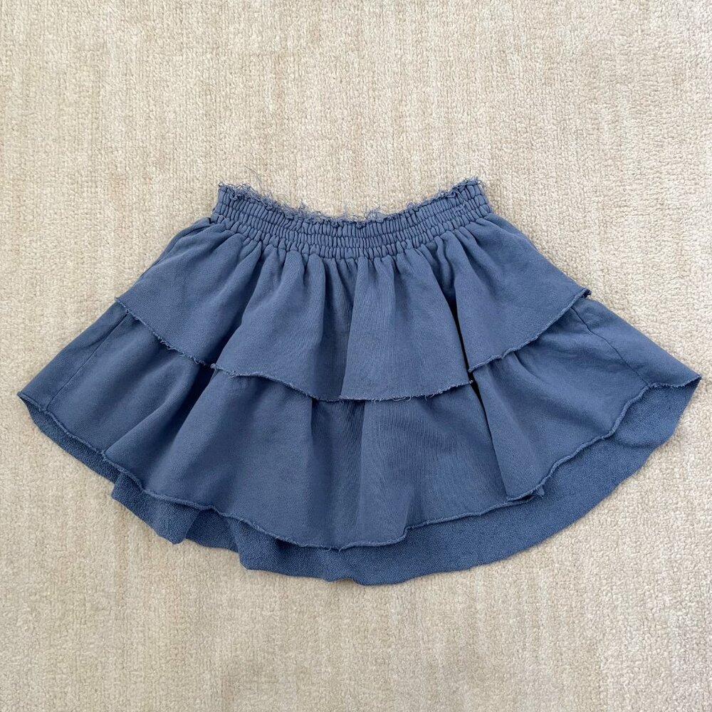 Aerie Cotton Sweatshirt Ruffle Mini Skirt M Blue
